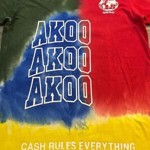 AKOO Cash Rules Everything No Risk No Cream Power T-Shirt TieDye Colorblock 2XL